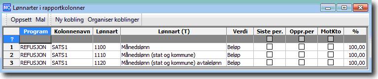 Innledning Lønnarter i rapportkolonner Ved kjøring av PRN06 Beregne refusjonskrav vil det dannes 5 refusjonskrav.