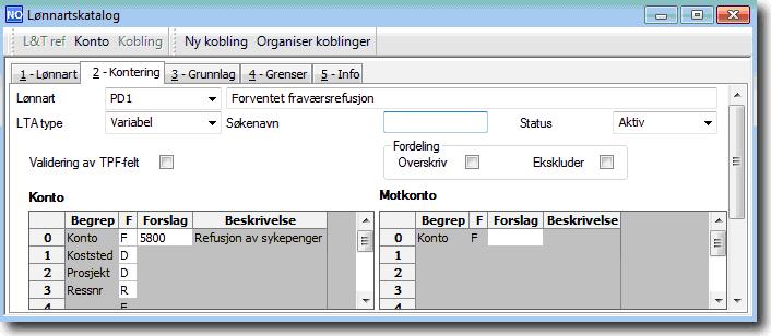 Konteringsverdiene vil hentes fra lønnstransaksjonene eller fra relasjoner på ressurs, stilling eller ansettelse dersom den ansatte ikke har lønnstransaksjoner før fraværet.