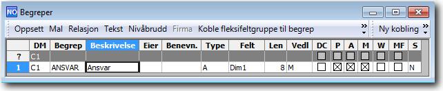 Denne parameteren benyttes for å angi hvilket begrep som benyttes for DM-kode C1. Standard er KOSTSTED. Dersom dette benyttes, trenger man ikke opprette denne systemparameteren.