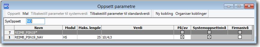 Verdiene i systemparameteren viser til at for alle kundenummer som tilhører kundegruppe 10, skal det hentes ut fire siffer og starte på siffer nummer tre i kundenummeret.