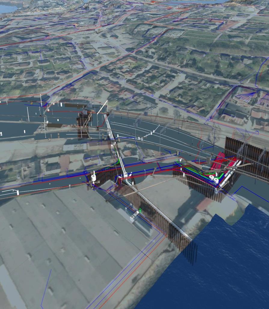 Dette skal utføres i forberedende arbeider STRANDGATA Stengning av søndre planovergang Omlegging av kabler 50kv oljekabel Etablering av spuntgrop Omlegging vann og