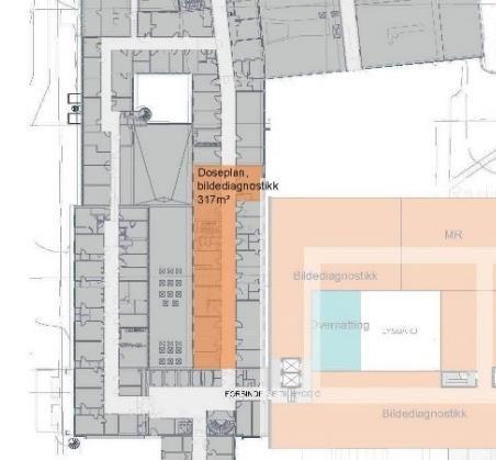 60 Konseptrapport nytt klinikkbygg Radiumhospitalet Figur 24 Plan U1 bygg C Kapell Figur 25 Plan 1 bygg C - Medisinske støttefunksjoner Ved riving av ytre del av bygg C og deler av bygg A, er det