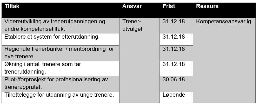 3. Trenerutvikling: Hovedmålsetting for området: «Norsk Friidrett skal tiltrekke seg, og rekruttere flere trenere.