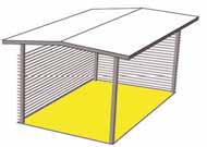 Fig 2-6 Åpent overbygget areal som helt eller delvis mangler omsluttende vegger Fig 2-7 Åpent overbygget areal innenfor bygningens fasadeliv Areal som bygningen opptar av terrenget Bebygd areal er