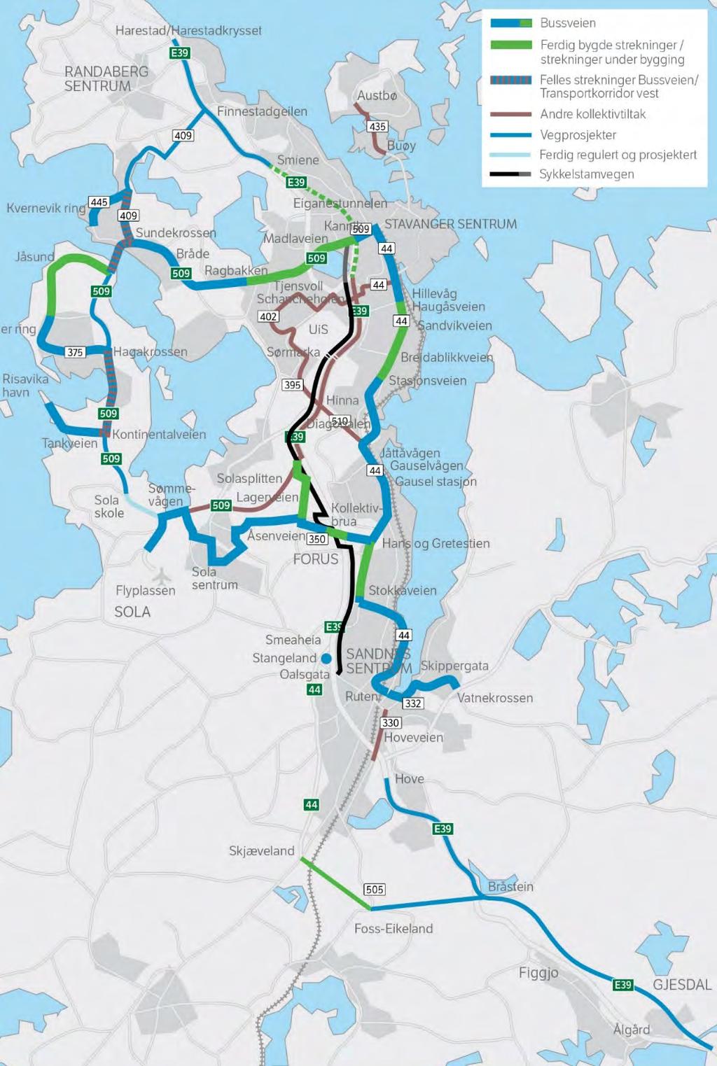 80 Figur B-0-1 Transportinfrastruktur prosjekter, Bypakke Nord-Jæren.