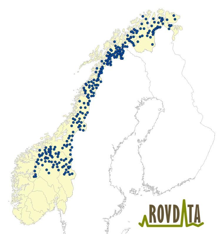 Jerv Ynglelokalitetar Fylke Antall skjema utsendt Finnmark 46 Troms 57 Nordland 66