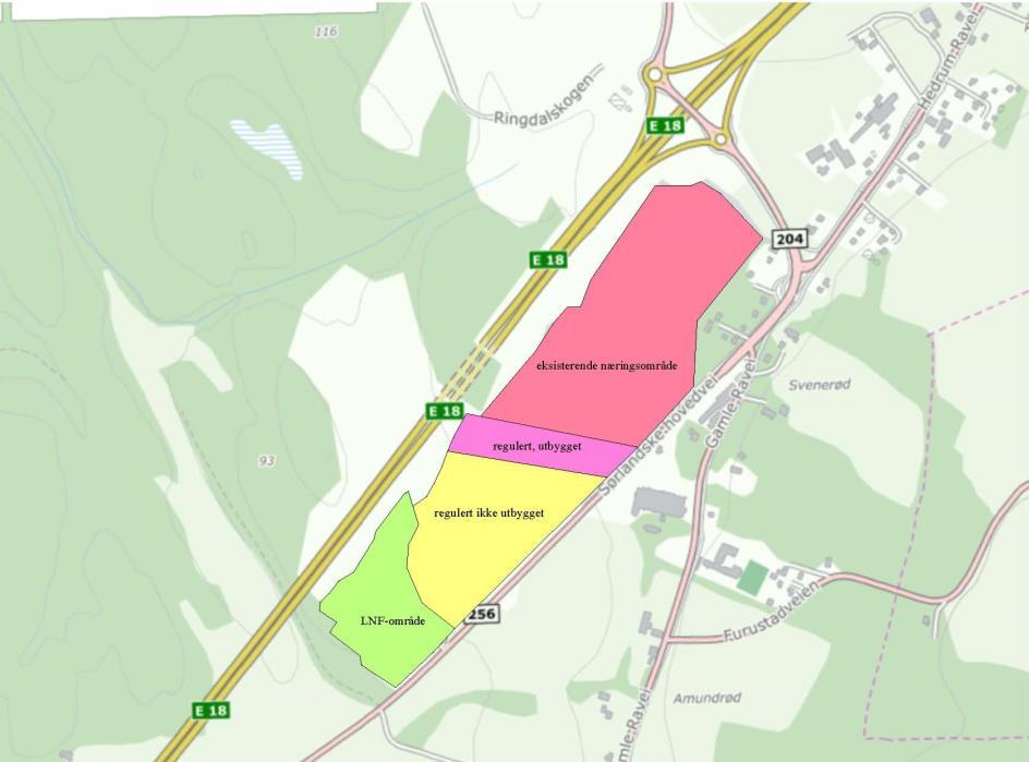 D C B A Figur 1: Planområde og omliggende veinett Influensområdet Influensområdet er eksisterende næringsareal, planområdet og vegsystemet rundt.