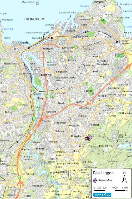 Trafikkanalyse Blaklieggen -4 1. INNLEDNING Voll Arkitekter AS er i gang med utarbeidelse av reguleringsplan på Blaklieggen, eiendommen gnr. 83 bnr. 4, i Trondheim kommune.