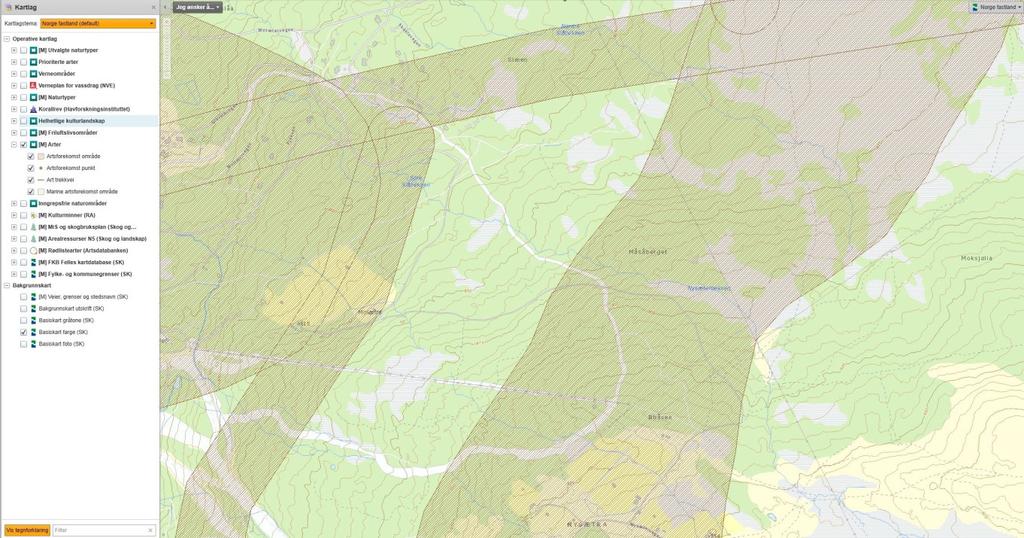 Figur 8: Utsnitt fra naturbase Det er heller ikke kommet inn innspill til denne planen eller i tidligere planprosesser som tyder på at det er behov for videre dokumentasjon av naturmangfoldet.