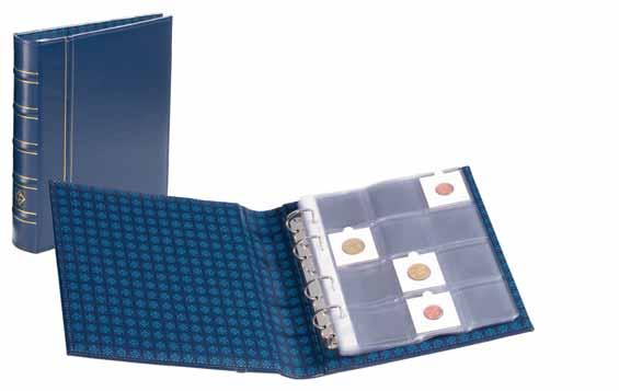 10 blader Classic OPTIMA lær-ringperm med kassett Høykvalitets ringperm laget av ekte skinn (Classic design) for oppbevaring av mynter, frimerker, sedler, postkort og mye mer.