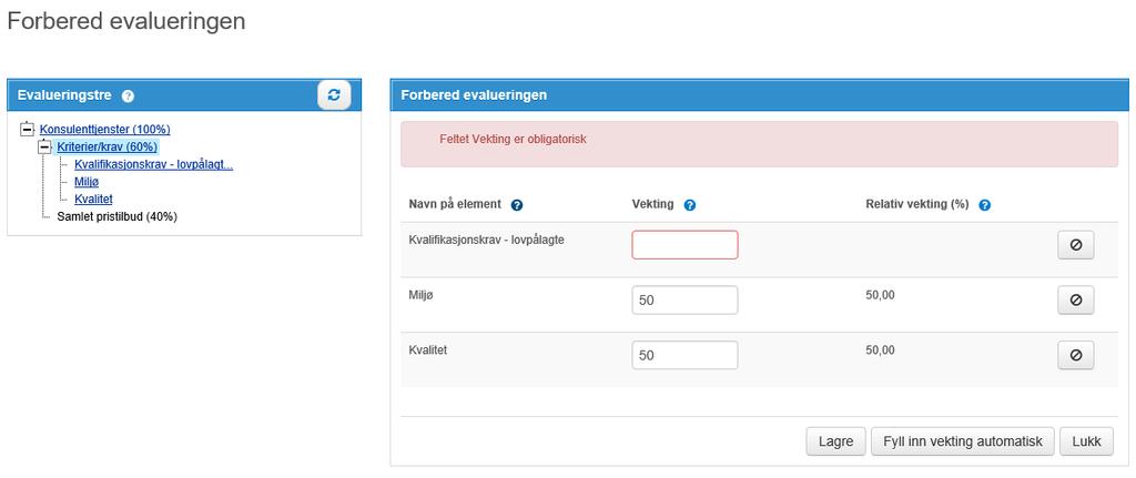 Fortsett med vekting gjennom hele treet ved å utvide pluss-ikonene til venstre på treet.