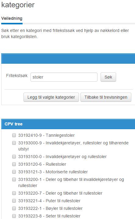 Kategorisøk: I kategorisøket kan du søke i leverandørdatabasen på leverandørenes produkt- /servicekategoriene kombinert med geografiske områder.