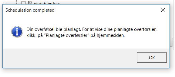 NB! Datamaskinen må være tilkoplet internett for å iverksette planlagt opplasting.