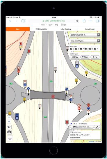 Ta mål i bildene. Lengdemål og arealmål. Finn posisjon ut ifra bildene. - Filter-funksjoner for NVDB-objekter. SINUS.infra feltverktøy System tilpasset nettbrett og mobil, for bruk ute i felt.