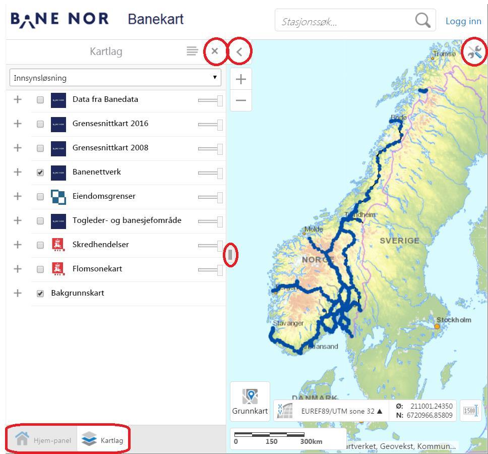 Tilpasning Kartløsningen er dynamisk og tilpasser seg skjerm og nettleserstørrelse.