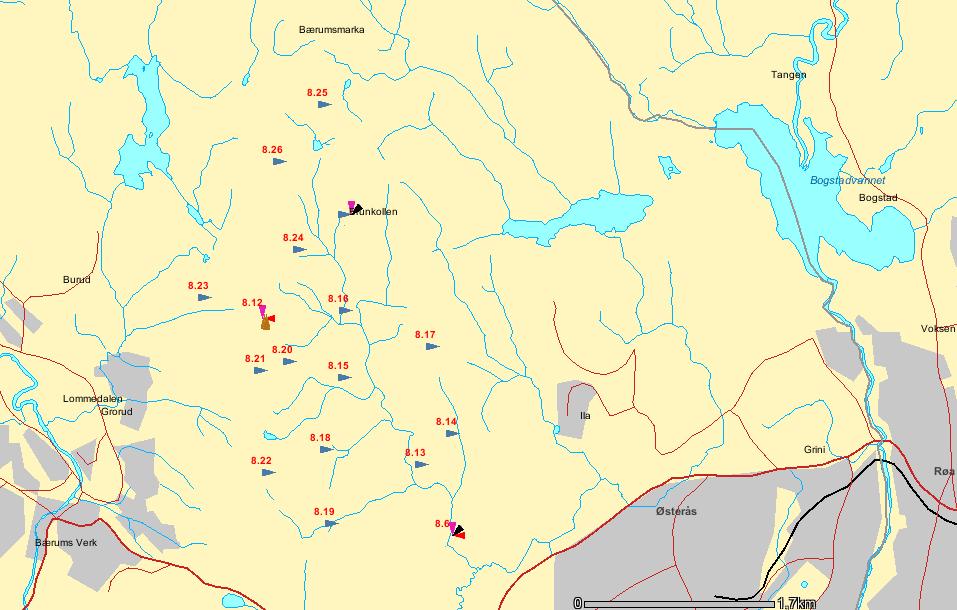 Sæternbekken Area: 6.33 km 2 Forest: 93.