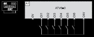 Switch Set to SRC (Source) Position and Use of an External Power Supply for the DIs Switch Set