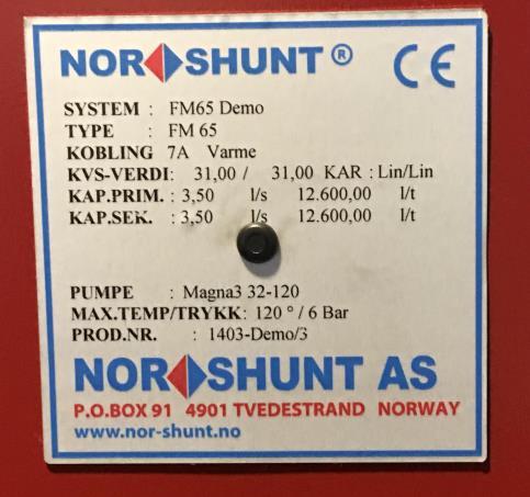 Stengeventil: Kuleventil m/høy hals RUB S.26, eller etter kundens ønske t.o.m DN50 LUG Spjeldventil f.o.m. DN65 Leveres ferdig tilpasset shuntgruppe med overganger unioner/flenser med nødvendige pakninger og bolter.