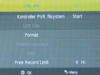 innstillingsmenyen. Kontroller om USB-enheten fungerer før opptak. Select Disc: Velg enhet for opptaksfilene.