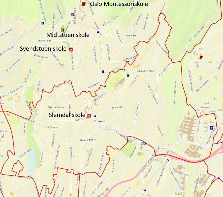 Figur 2: Skolegrenser tilhørende Svendstuen skole,