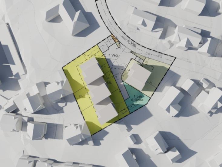 Disse arealene skal ha hensiktsmessig plassering og god orientering. Hver bolig vil i tillegg ha takterrasse oppå første plan på ca. 40 m 2.