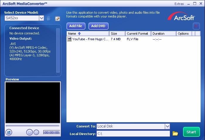 3.6.1.2 Legge til videofiler fra PC eller DVD 1 2 3 I vinduet MediaConverter klikker du på Add File / Add DVD for å velge videokilden. I hurtigvinduet merker du videofilen og klikker deretter på Open.