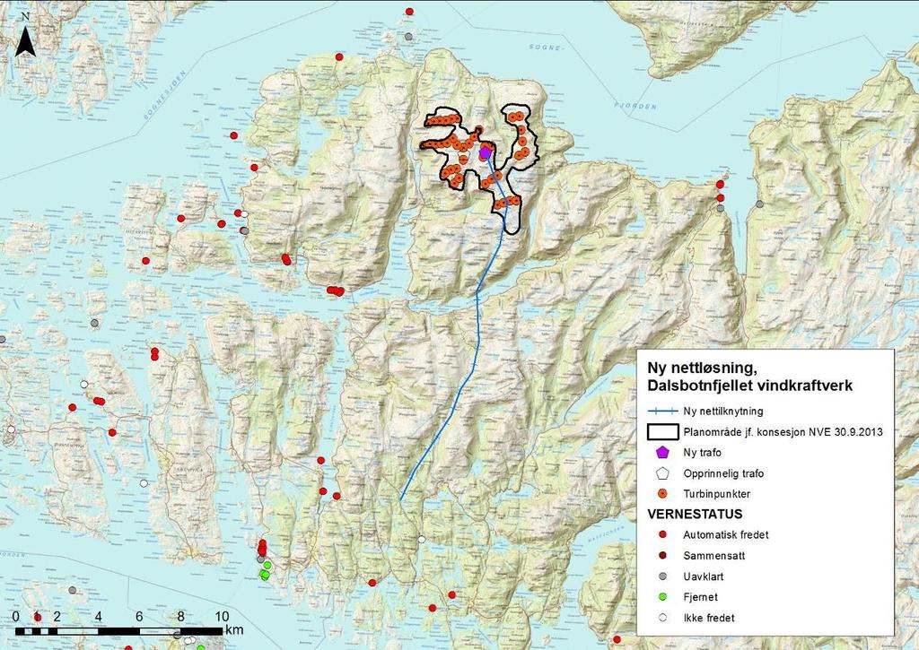 Figur 5.1. Kart over kulturminner i Askeladden i utredningsområdet. Som det fremgår av figur 5.1, er det ikke registrert kulturminner på flere kilometers avstand fra traseen. i området.