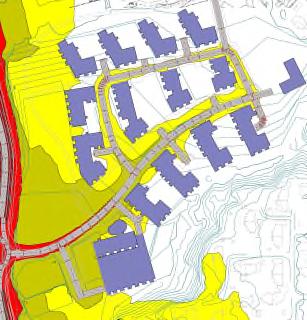 RIA - støyutredning Full utbygging: Det fullt utbygde boligfeltet vil ha tilkomst fra Dølivegen.