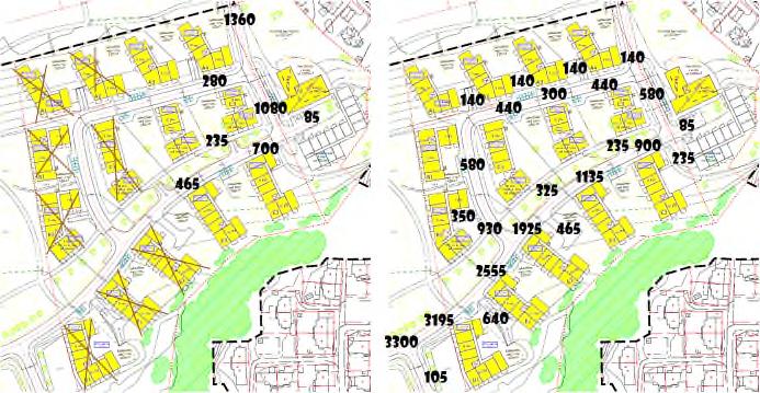 RIA - støyutredning Figur 1: ÅDT for veier til det nye boligfeltet for byggetrinn 1 (venstre) og ved full utbygging (høyre) Trafikkfordeling over døgnet er anslått å være 1 84 %, 10 % og 6 % for