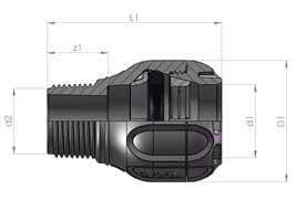 GJENGE / FEMALE COUPLING Ø D x R Type NRF RWG L1 d2 z1 z2 20 x 1/2 116 2561114 8231162 66 41 20 R1/2 19,5-25 x 3/4 116 2561115