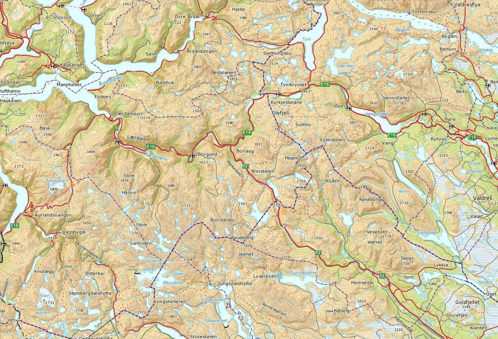 3. LANDSKAPET - FUNN OG FORNMINNER Eldrevatn Kjølskarvet Stongaskaret Fig. 1. Lok A lå like nord for Eldrevatn. Dette høgfjellsområdet mellom Lærdal i vest og Hemsedal i øst har rike utmarksressurser.