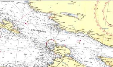 Fig.3. Sjøkart over området vest for Hegreneset til Svanøy.