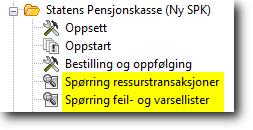 Spørremuligheter på ressurstransaksjoner og feil- og varsellister Generelt Det er laget egne spørrebilder hvor du kan kjøre spørringer/browserrapporter på transaksjoner som er generert og