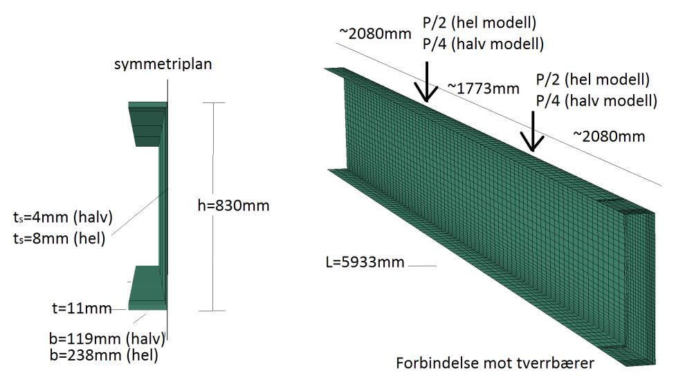 med dobbel tykkelse på flenser (22mm). Selv om dette blir i overkant stivt (ca.