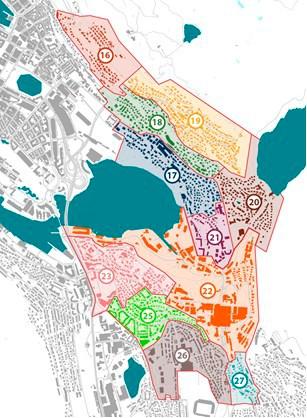 Fig 1: Kartlagte soner, fagnotat fra Etat for plan og geodata av 02.12. 2013 Fig 2: Forslag til soneavgrensning fra Trafikketaten, jf.