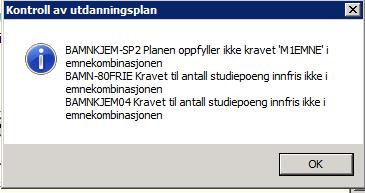 11. Er graden bestått? Bruk knappen Kontroller utd.plan (Fig. 3) for å sjekke om graden er bestått.