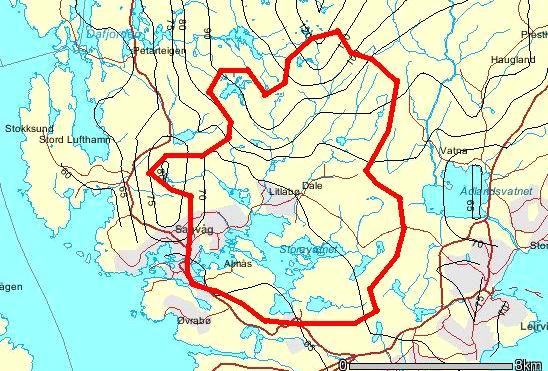 OMRÅDEBESKRIVELSE Sagvåg Settefisk planlegger å benytte Storavatnet som vannkilde. Storavatnvassdraget (vassdragsnummer 044.