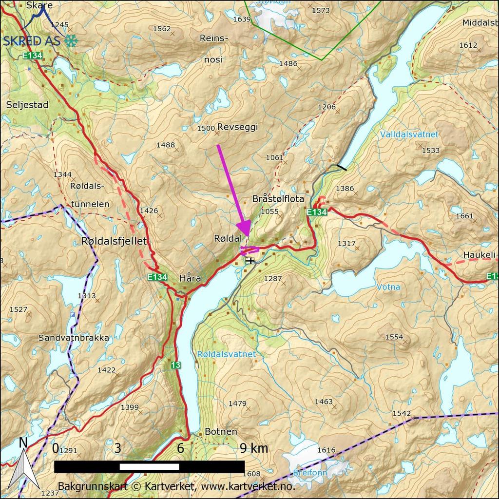 1 Innledning 1.1 Bakgrunn Det arbeides med en områdereguleringsplan for Røldal i Odda kommune (figur 1). Bergshagen boligfelt (vestlig del av vurdert område, figur 2) er ikke fullstendig utbygd.