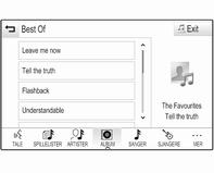 Eksterne enheter 37 Bla gjennom Velg SØK i alternativlinjen for å vise bla-skjermen. Velg SPILLELISTER, ARTISTER, ALBUM, SANGER, SJANGERE eller MER.