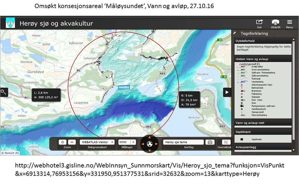 6 TANGO Seaweed, Søknad Akvakultur Lokalitet Måløysundet 1267074, Nov. 2016 Vedlegg 3.1 Vann- og avløp Herøy og Ulstein Fig. 3.1. 3.2. Hensyn til smittevern og dyrehelse Det er ett eksisterende akvakulturanlegg innen 5km radius til det omsøkte arealet på Måløysundet, t.