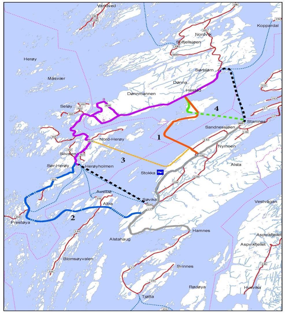 1 Flytebru Silvalen-Sandnessjøen Reisetid 3 Spart tid -4 Kjørelengder 37 Solfjellsjøen -Sandnessjøen Reisetid 9 Spart tid -18 Kjørelengder 31 Antall ferger 1 Fergekostnad år 1 (0kr) 81-66mill =15