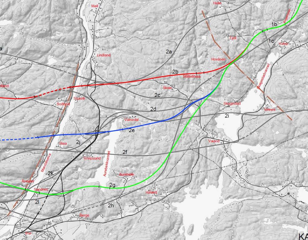 De alternative videreføringene av korridoren er også dårlig med linje 2i som krysser Skagestadvannet, eller linje 2f som går gjennom kulturmiljøet på Valand.