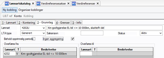 Konteringsdimensjonene må arves fra opprinnelig lønnart.