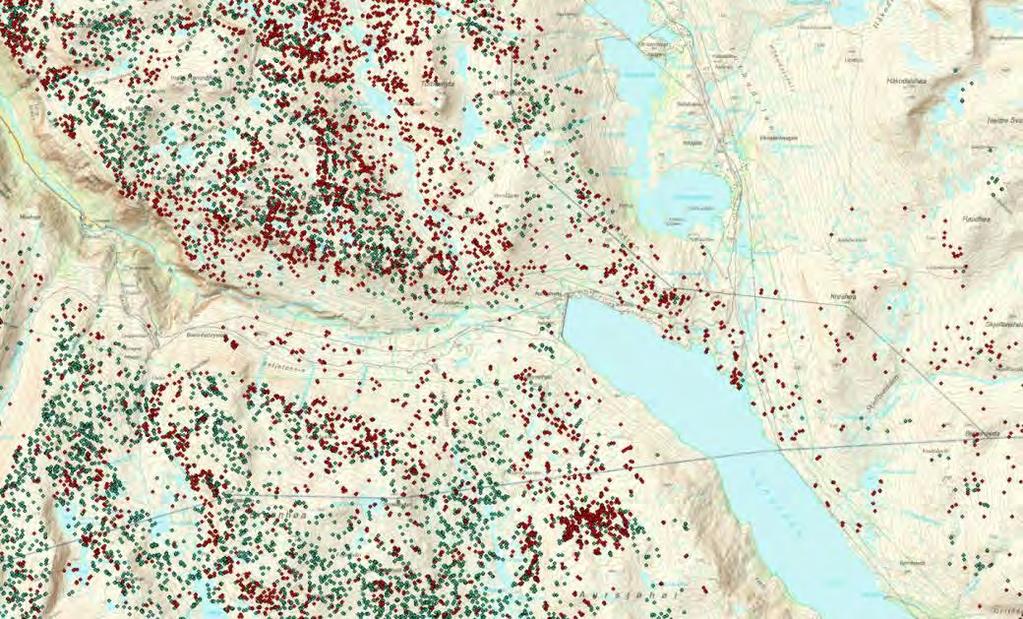 vest som har levert GPS-data fra dette området.