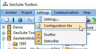 Konfigurasjon i Geosuiteini Slik aktiveres NADAG som mottaker av GeoSuite-data: 1 Start GeoSuite Toolbox