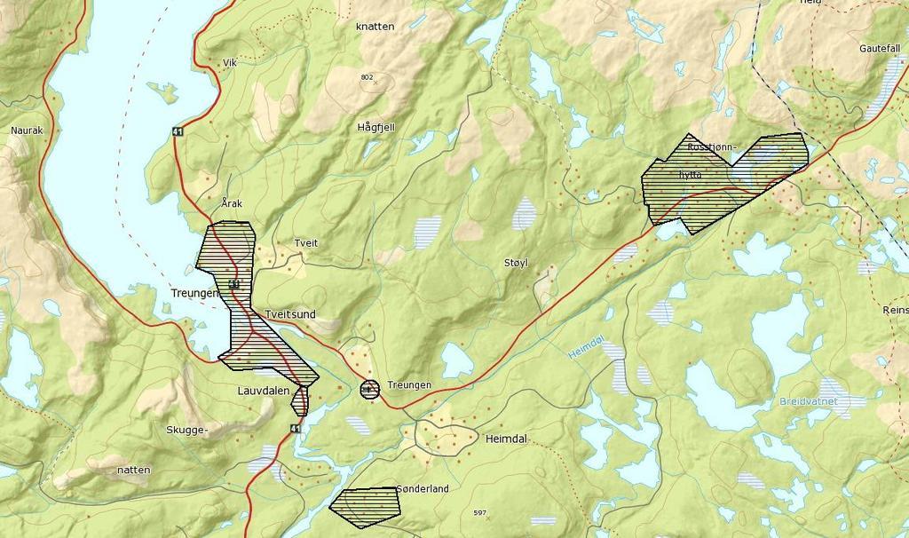 Forsyningsområde Treungen vassverk: Oversikt over