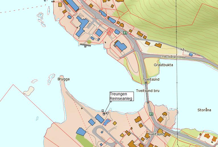 Plassering Treungen reinseanlegg. Årleg vassmengd i m3 Utfordringar Treungen Gautefall Avløp: - Planlegge nytt reinseanlegg før kapasiteten er nådd. - Manglande kartlegging av avløpsnettet.