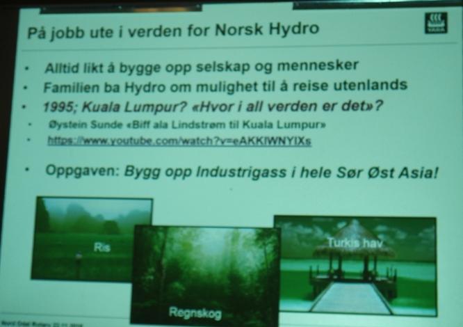 Dette er noe Norsk Hydro er meget stor på. De er verdens største på CO2. Ammoniakk er de også store på. Jobben var ofte å etablere fabrikker.