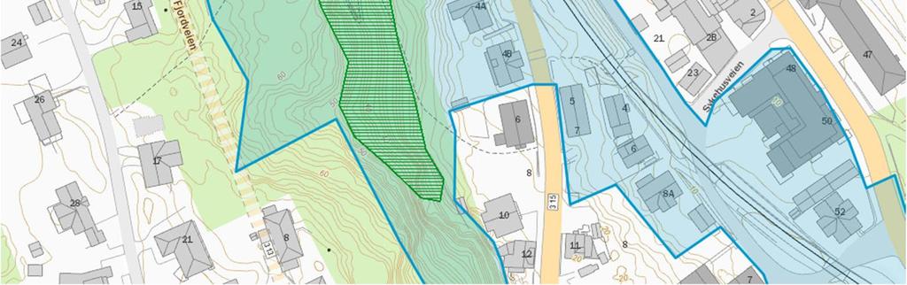 Det eneste området med verdi for biologisk mangfold innenfor planområdet finnes litt lenger sør, i skråningen vest for Nyveien.