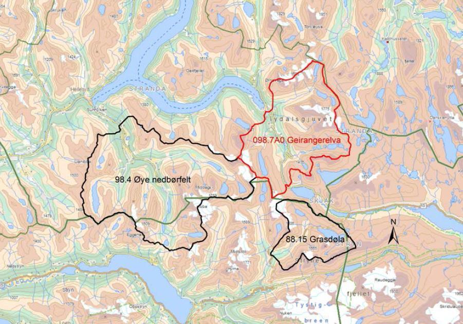 12 5.4 Kalibrering Den hydrauliske modellen er kalibrert opp mot 2014-flommer i Geirangerelva.